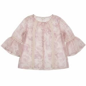 Lauren Conrad Light Pink Paisley Semi Sheer Boho Shirt Boho Romantic Cottage XL